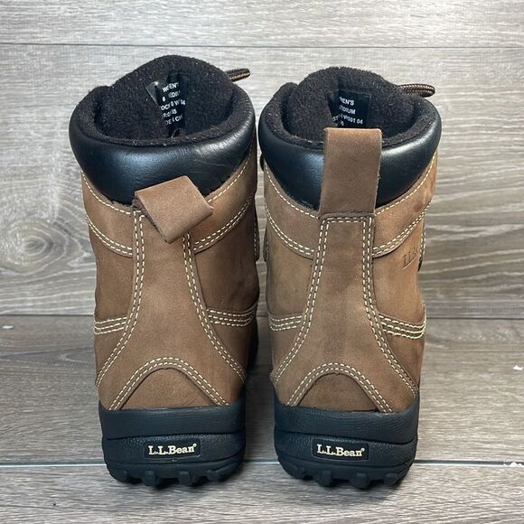 L.L. Bean Primaloft 200g Warm Waterproof Women’s Sz 6M Brown Mid Lace Duck Boots - Picture 4 of 10